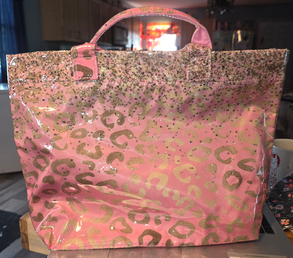 Blingy Gold, Pink Leopard Print