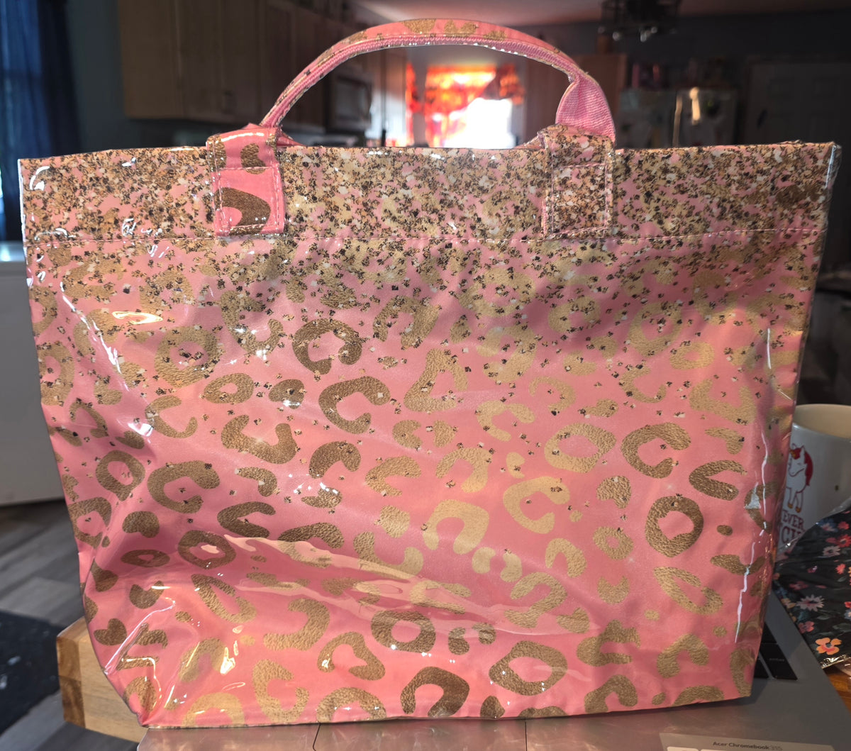 Blingy Gold, Pink Leopard Print