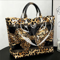 Black/gold leopard print tote bag