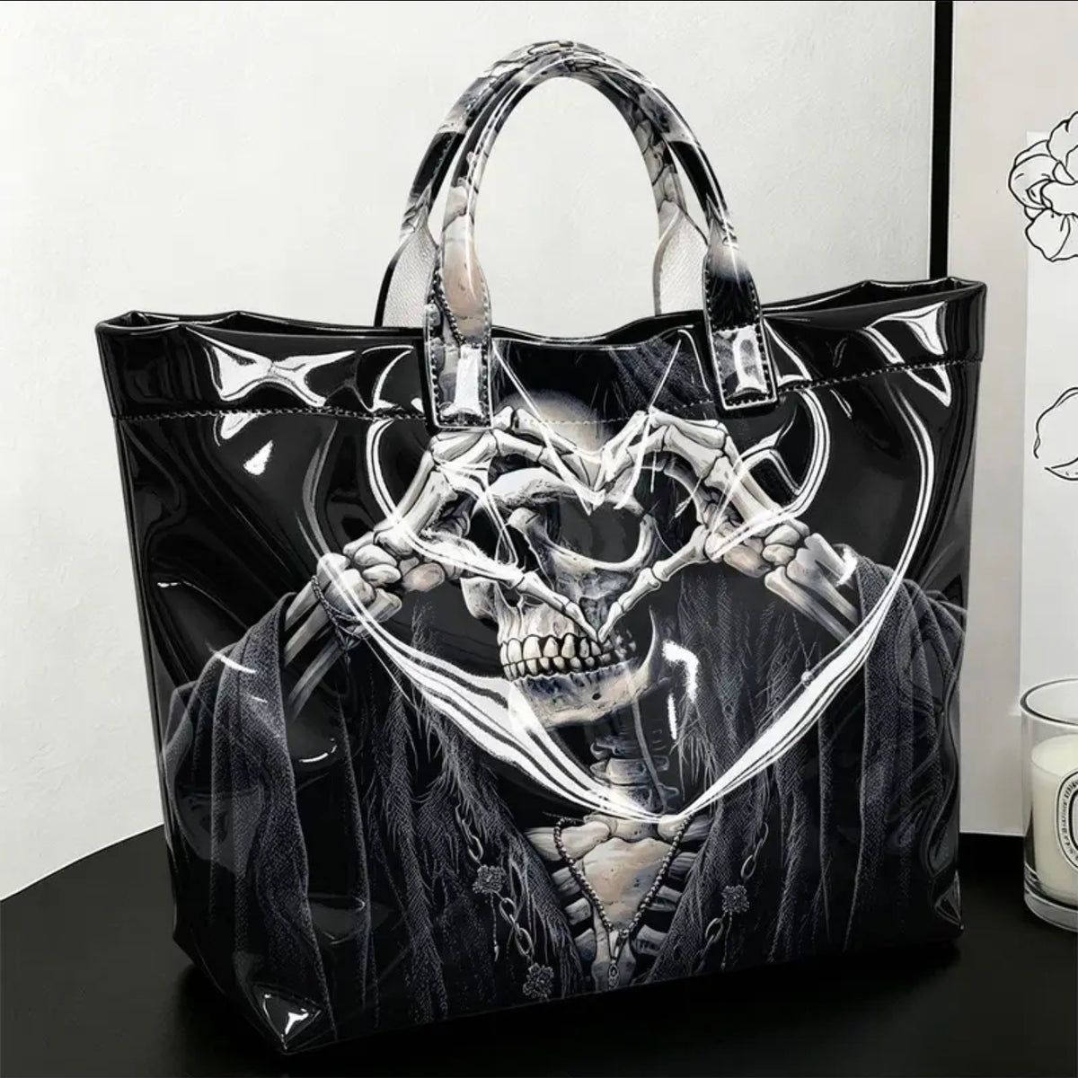 Black Skeleton Heart Hands