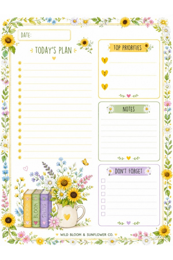 Official Wild Bloom & Sunflower Co. Daily Planner