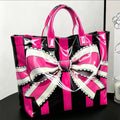 Rose pink, black and vertical white stripe.