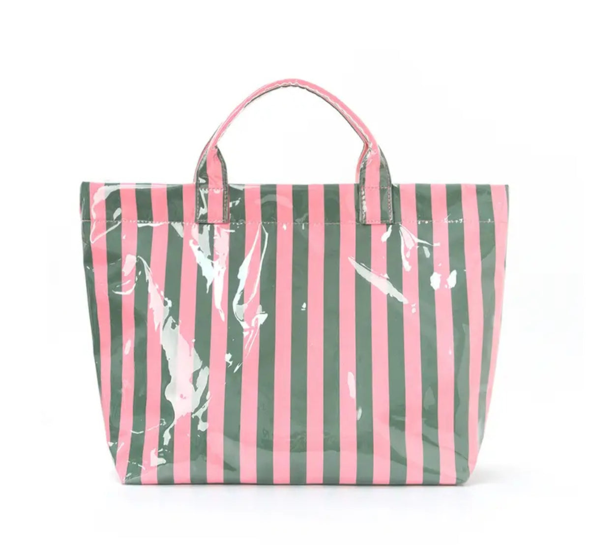 Pink And Green Verticle Stripe Tote